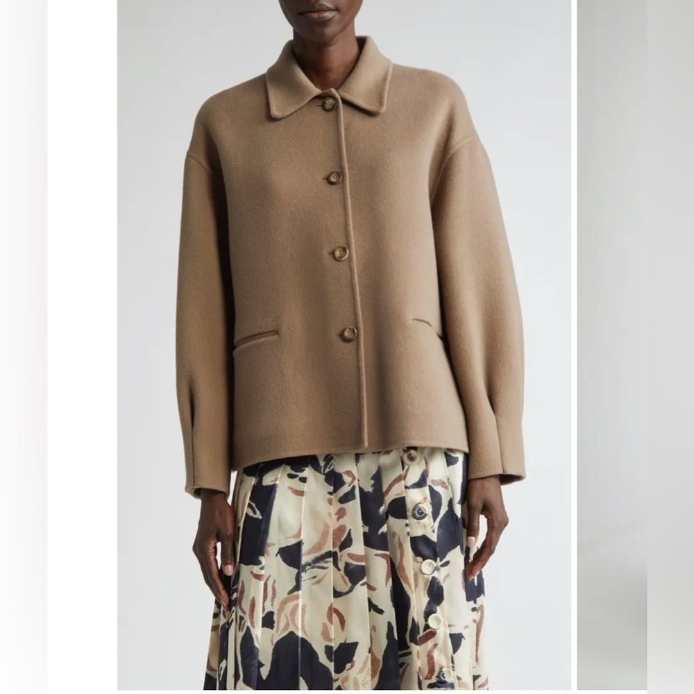 ALTUZARRA Cardiff Double Face Wool Blend Short Coat Chamois Size FR46 US14 NWT